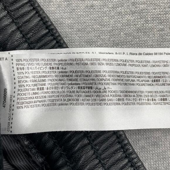 MANGO Womens Faux Leather Pants Large Black Tapered Leg Drawstring Waist Pull On - Picture 14 of 16